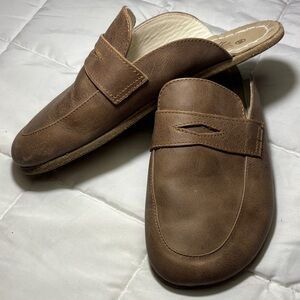 Brown Leather Women's Slip-On Shoes